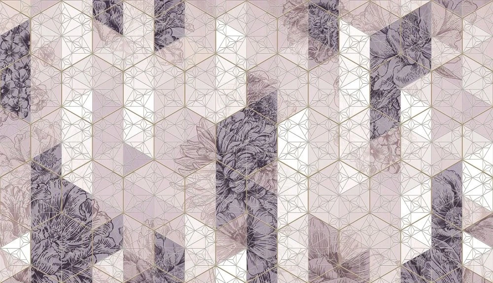 Фотообои и фрески на стену - в ванную комнату, геометрия, графика, бежевые