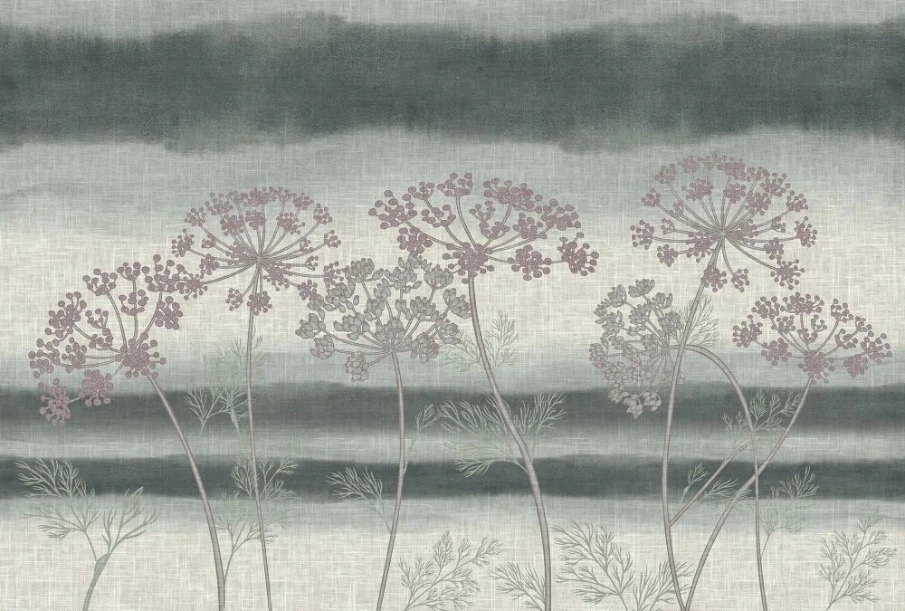 Фотообои и фрески на стену - в ванную комнату, графика, серо-зеленая