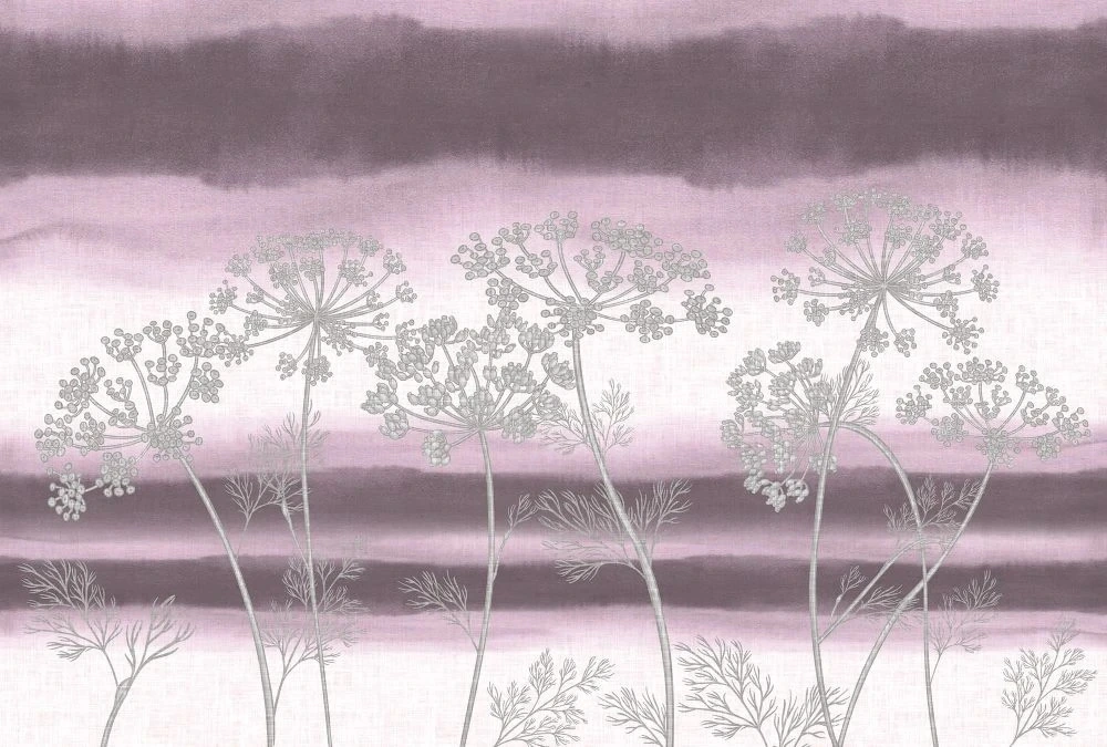 Фотообои и фрески на стену - в ванную комнату, графика, серо-сиреневая