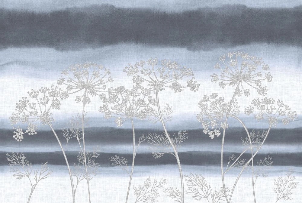 Фотообои и фрески на стену - в ванную комнату, графика, серо-голубая