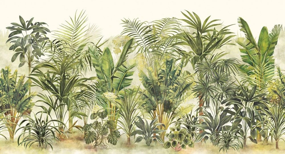 Фотообои и фрески на стену - в загородный дом, тропики, пальмы, зеленая