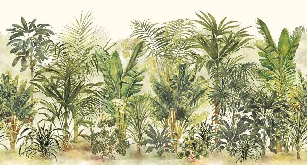 Фотообои и фрески на стену - в загородный дом, тропики, пальмы, зеленая