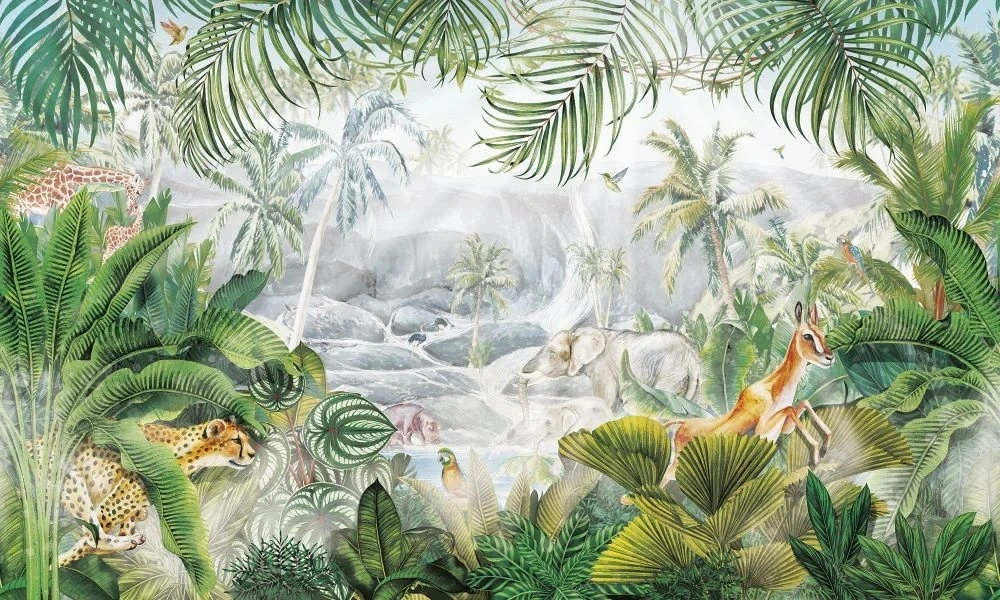 Фотообои и фрески на стену - в детскую комнату, звери в лесу, птицы и звери в лесу