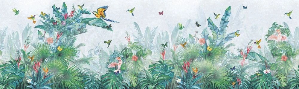 Фотообои и фрески на стену - в детскую комнату, тропики, яркие, птицы, бабочки