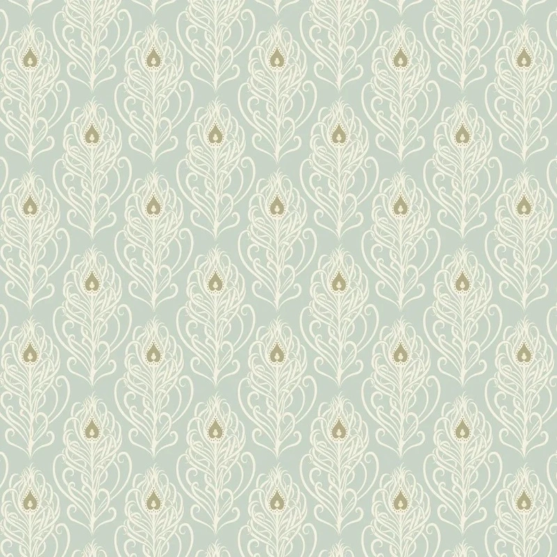 Фотообои и фрески на стену - классика, обои с перьями, зеленые