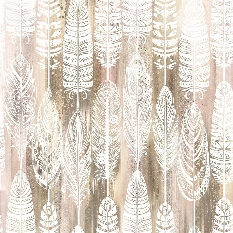 Фотообои и фрески на стену - классика, обои с перьями, бежевые