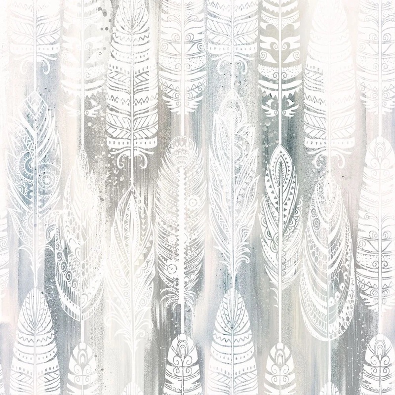 Фотообои и фрески на стену - классика, обои с перьями, серо-голубые