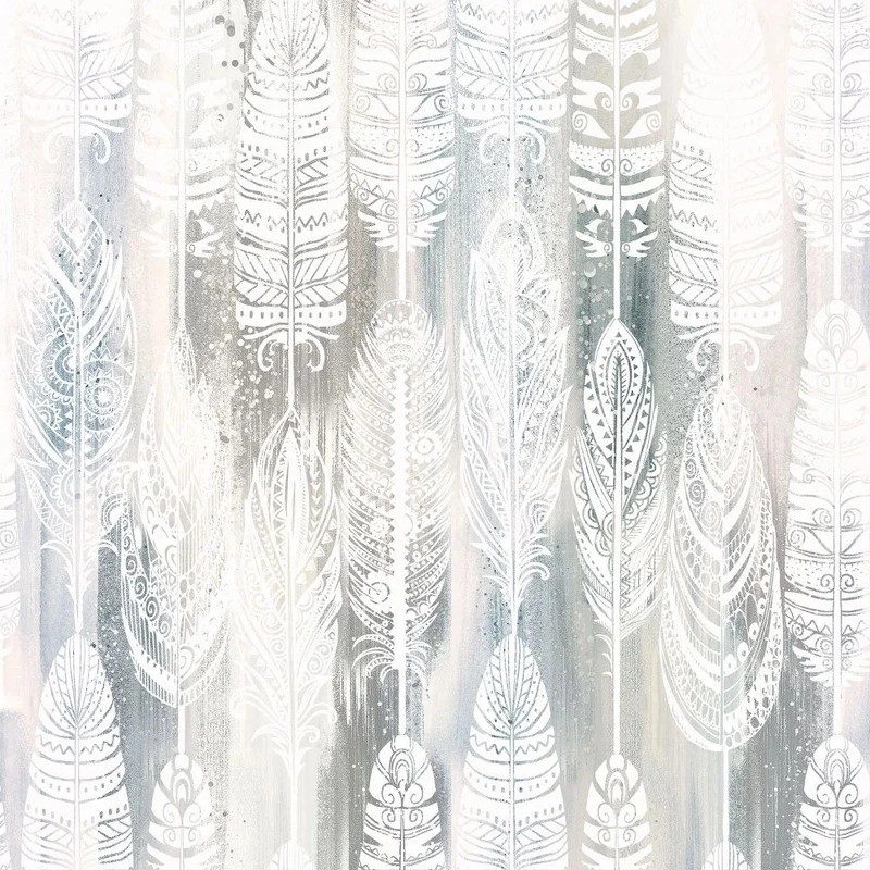 Фотообои и фрески на стену - классика, обои с перьями, серо-голубые