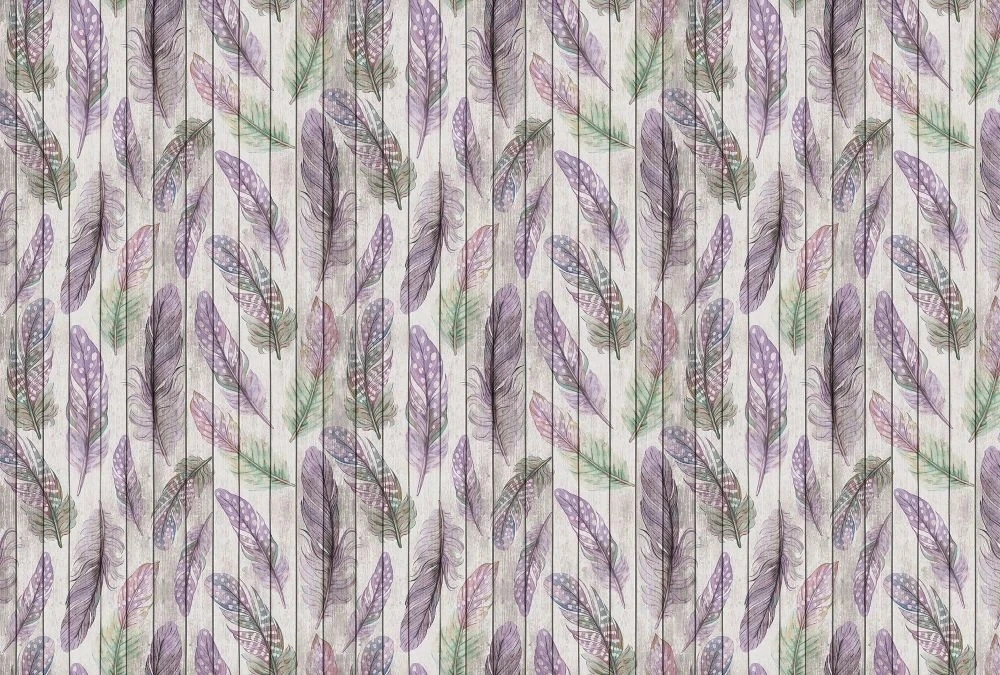 Фотообои и фрески на стену - лофт, обои с перьями, сиреневые