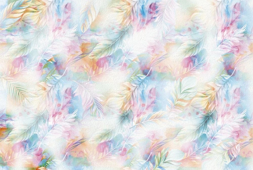 Фотообои и фрески на стену - молодежные, абстракция, перья, разноцветные