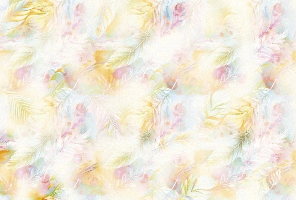 Фотообои и фрески на стену - молодежные, абстракция, перья, желтые