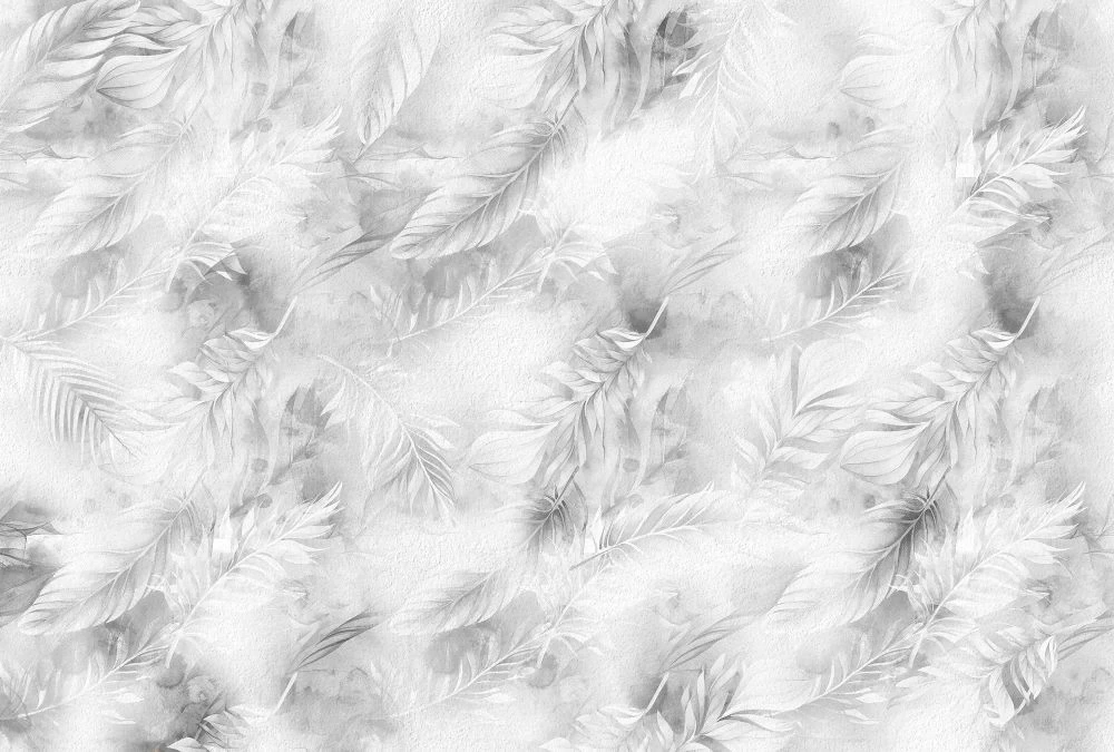 Фотообои и фрески на стену - молодежные, абстракция, перья, черно-белые