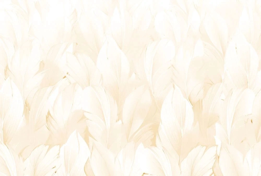 Фотообои и фрески на стену - молодежные, перья, светло желтые