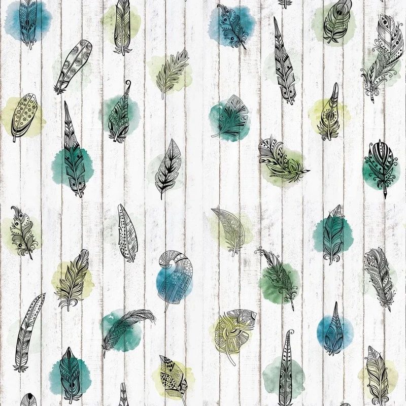 Фотообои на стену - молодежные, перья, бирюзовые