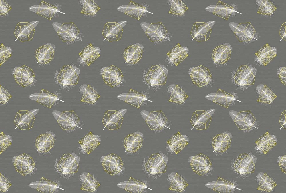 Фотообои и фрески на стену - молодежные, перья, на темно сером фоне