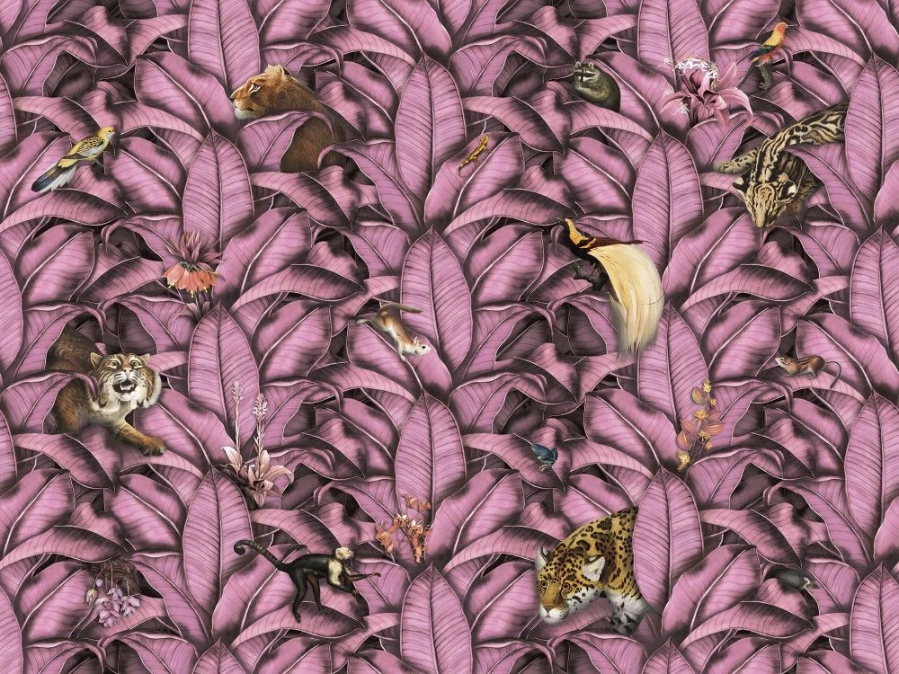 Фотообои и фрески на стену - в детскую комнату, обои с животными, листья, сиреневые