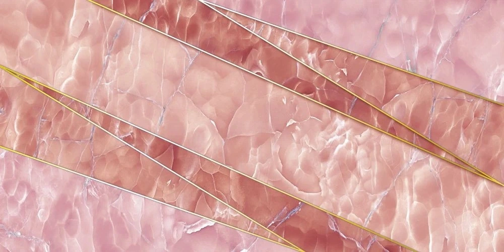 Фотообои на стену - в ванную комнату, под мрамор, розовая, яркая