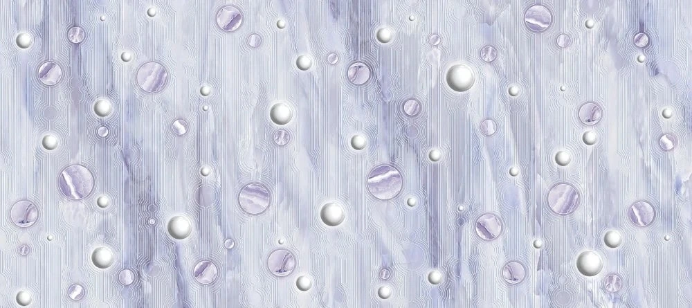 Фотообои и фрески на стену - в ванную комнату, под мрамор, светло сиреневая, капли