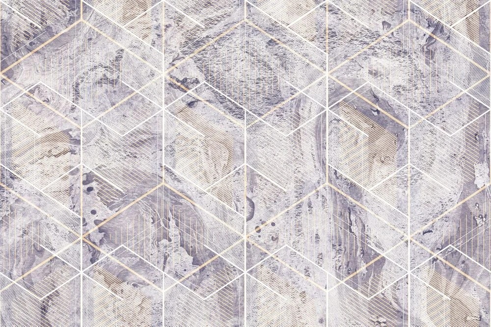 Фотообои на стену - в ванную комнату, под мрамор, сиренево- бежевая