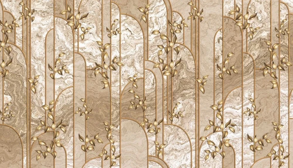 Фотообои и фрески на стену - в ванную комнату, под мрамор, светло коричневая