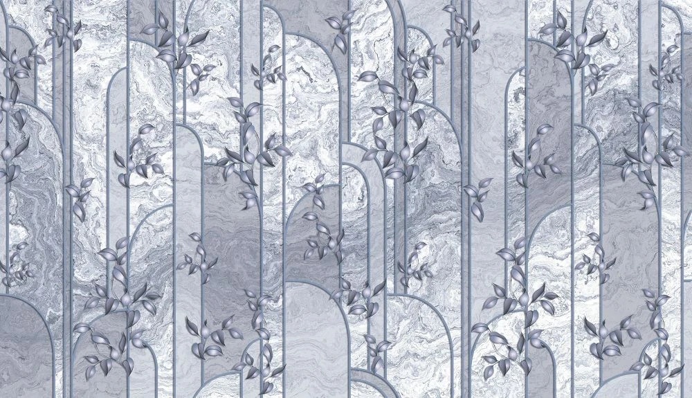 Фотообои на стену - в ванную комнату, под мрамор, серая