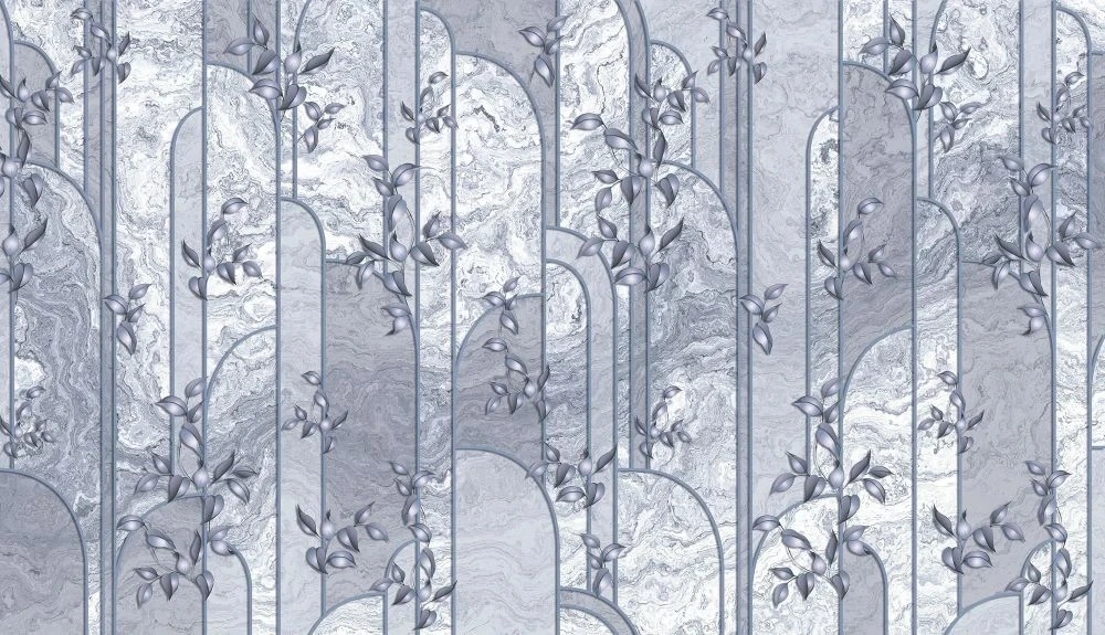 Фотообои и фрески на стену - в ванную комнату, под мрамор, серая