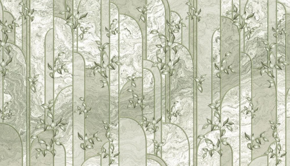 Фотообои и фрески на стену - в ванную комнату, под мрамор, серо-зеленая