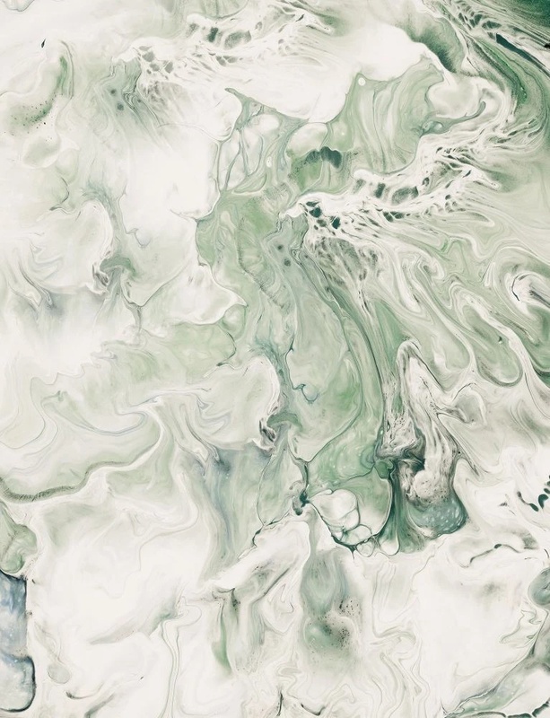 Фотообои и фрески на стену - в ванную комнату, под мрамор, бело-зеленая