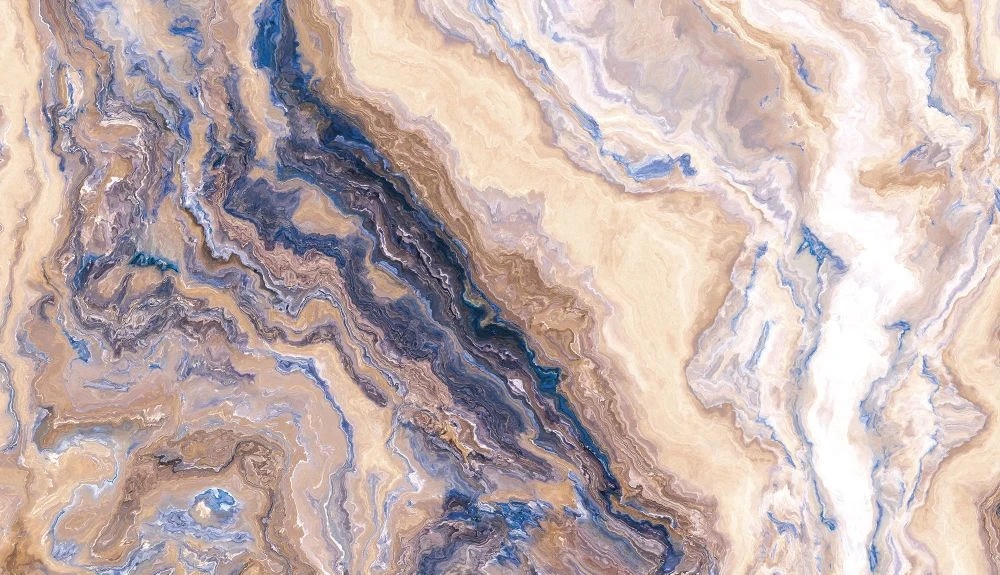 Фотообои на стену - в ванную комнату, под мрамор, сине-бежевая