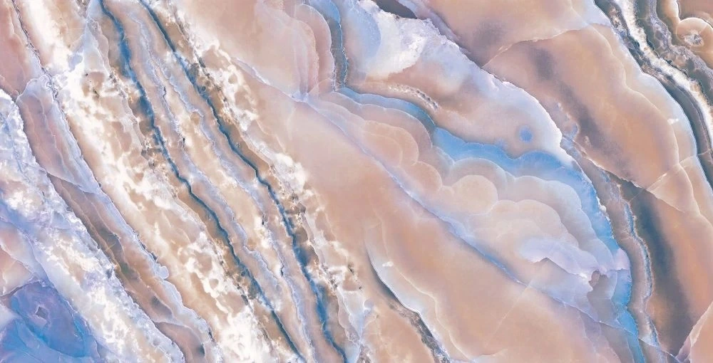 Фотообои на стену - в ванную комнату, под мрамор, сине-коричневая