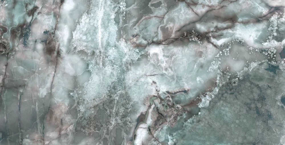 Фотообои на стену - в ванную комнату, под мрамор, серо-бирюзовая