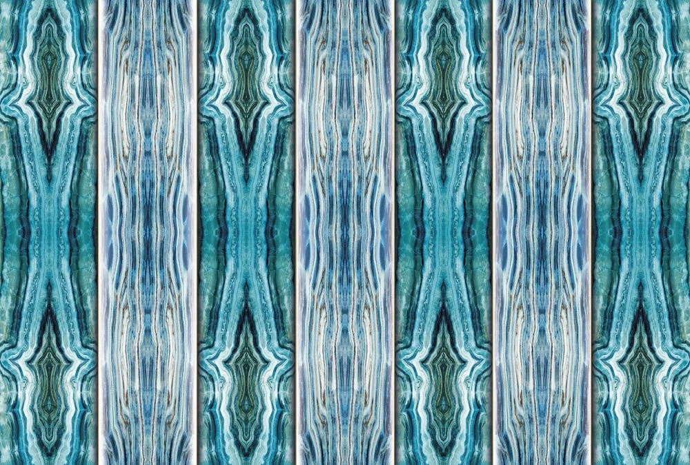 Фотообои и фрески на стену - в ванную комнату, под мрамор, узор, бирюзовая