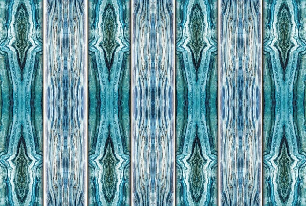 Фотообои и фрески на стену - в ванную комнату, под мрамор, узор, бирюзовая