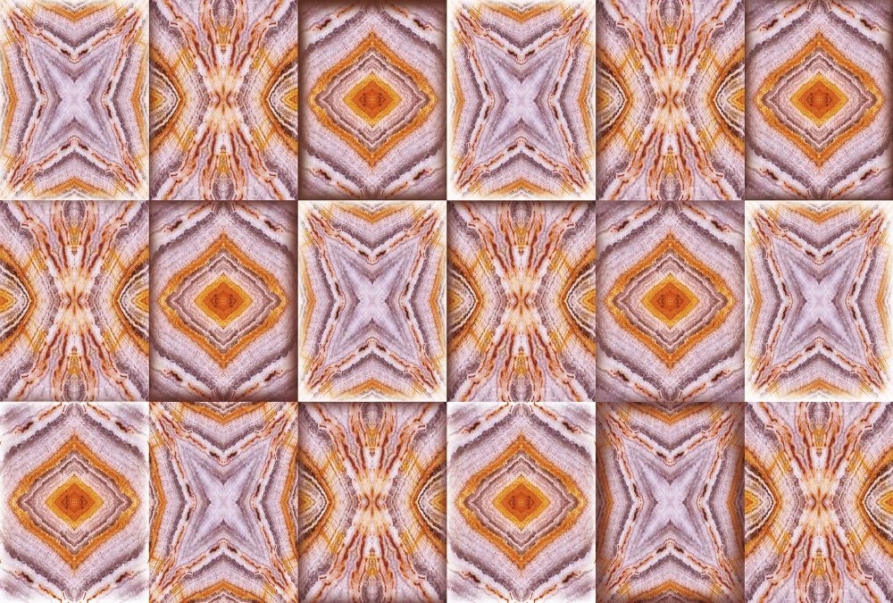 Фотообои и фрески на стену - в ванную комнату, узор, красно-сиреневая