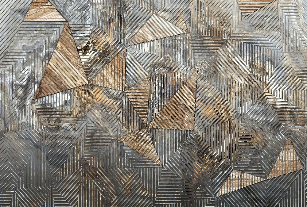 Фотообои и фрески на стену - в ванную комнату, узор, линии, серо-бежевая