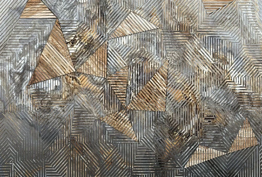 Фотообои на стену - в ванную комнату, узор, линии, серо-бежевая