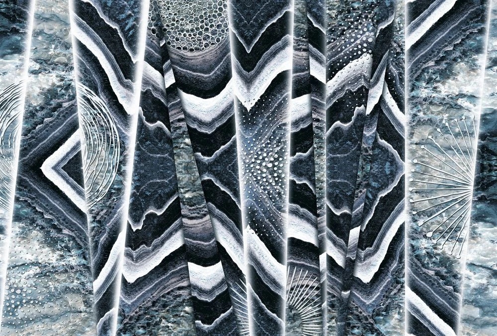 Фотообои на стену - в ванную комнату, под мрамор, вертикальные, серо-бирюзовая