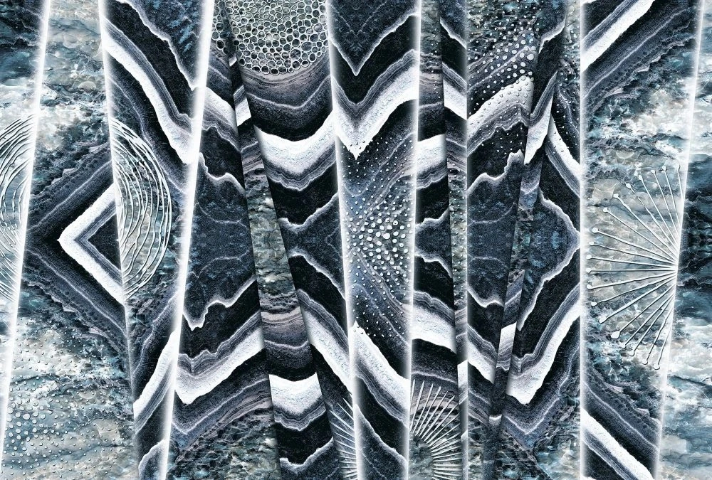 Фотообои на стену - в ванную комнату, под мрамор, вертикальные, серо-бирюзовая