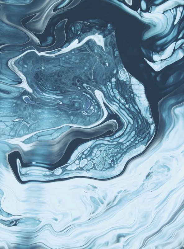 Фотообои на стену - в ванную комнату, под мрамор, бирюзово-голубая