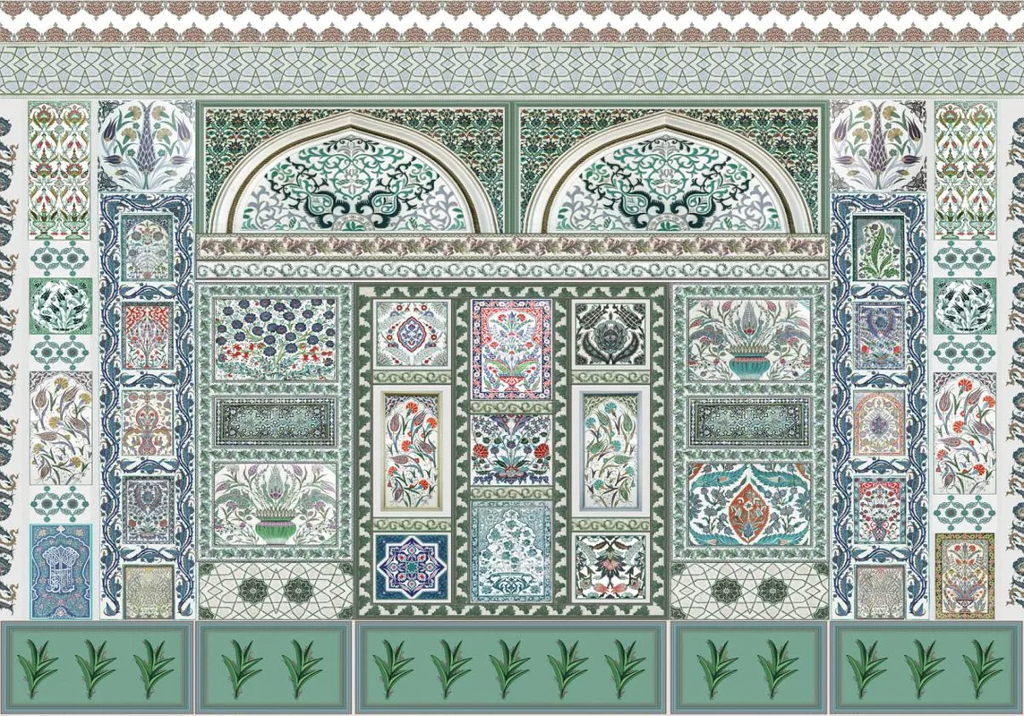 Фотообои и фрески на стену - византийский узор, персидский орнамент, узор, цветы, горшки
