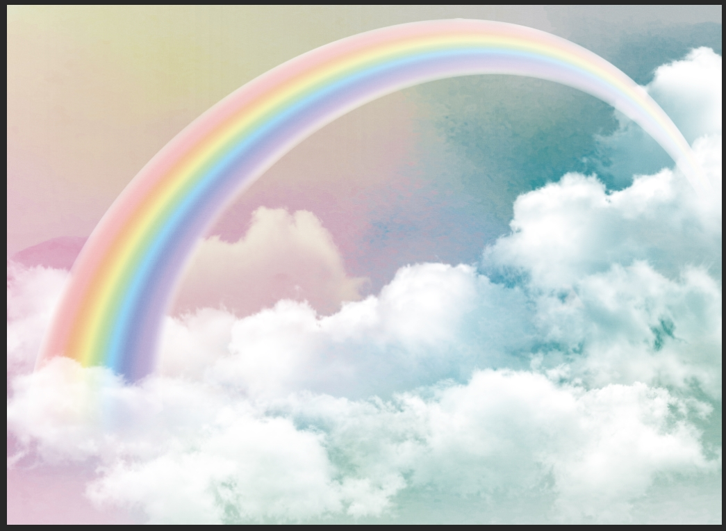 Фотообои и фрески на стену - радуга, небо, облака, в радуге