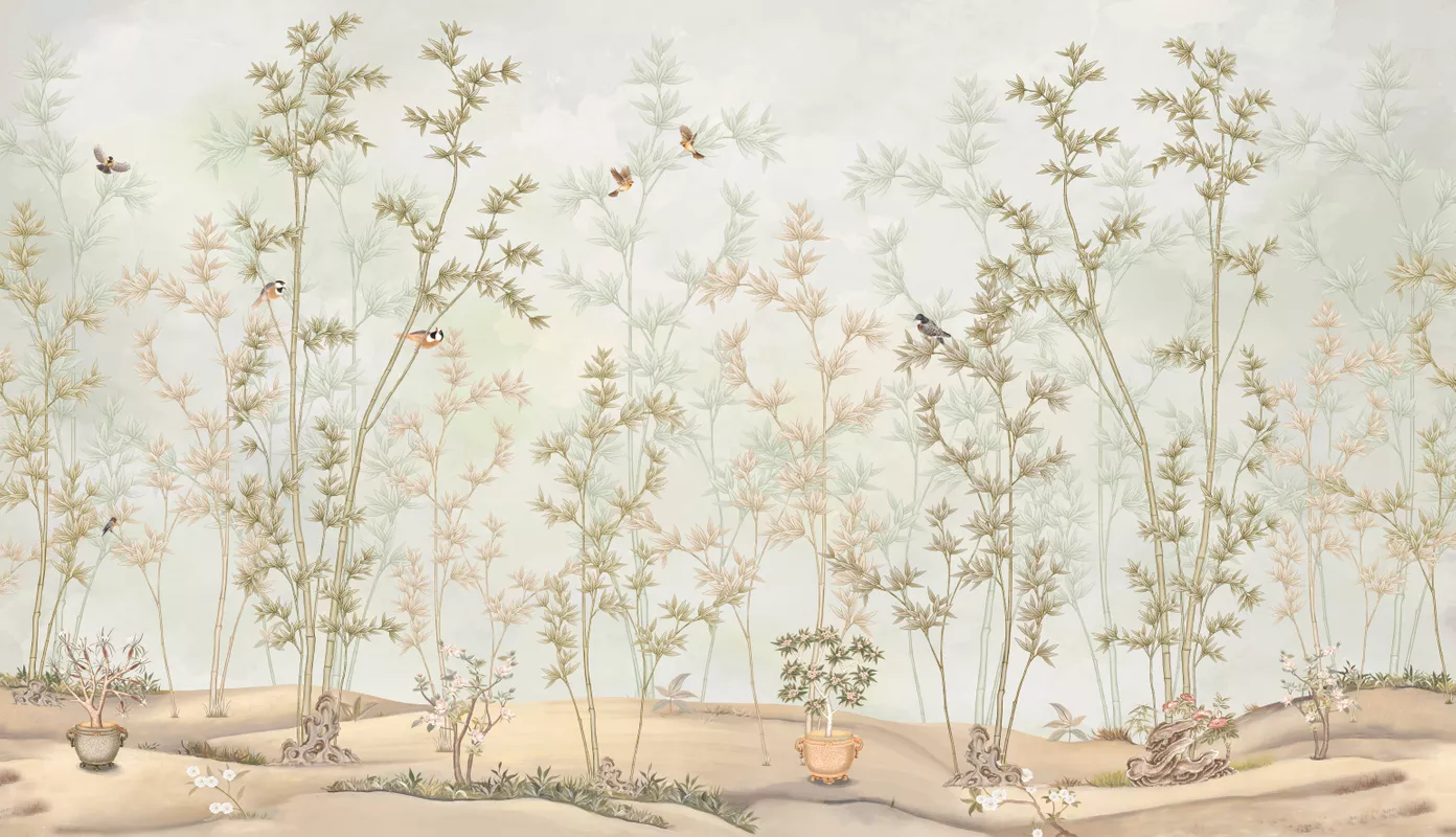 Фотообои и фрески на стену - цветы, растения, светлые, бледные, бамбук