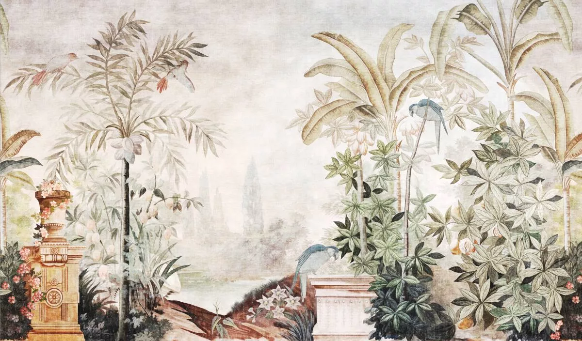 Фотообои и фрески на стену - тропические, пейзаж, сад, пальмы, зеленые