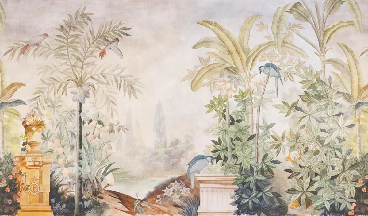 Фотообои и фрески на стену - тропический пейзаж, деревья, сад, пальмы, цветы