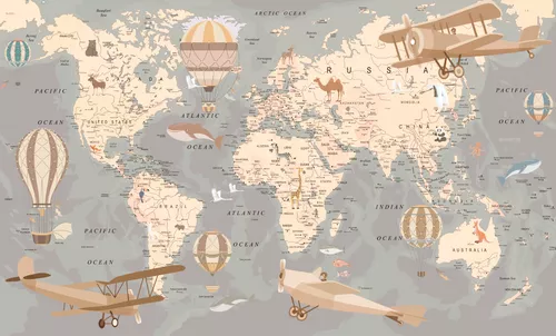 серые, страны, карта, мир, в детскую комнату, коричневые, континенты, для подростков, география, детские, желтые, мальчику, для школы, детское, воздушные шары, животные, карта мира, карта мира для детей, для девочки, самолеты, для мальчика