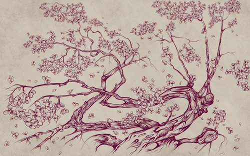 минимализм, листья, природа, современный, дерево, лофт, сакура