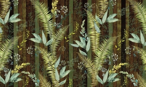 в загородный дом, листья, тропические, крупные, ярко зеленые