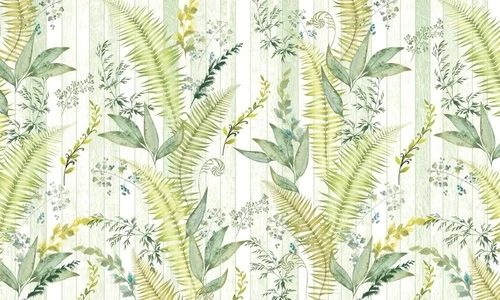 в загородный дом, листья, тропические, крупные, светло салатовые, на белом фоне