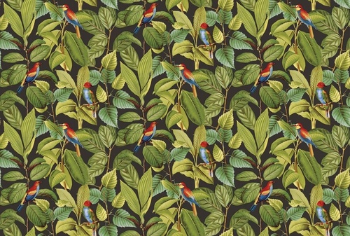 в загородный дом, листья, птицы, на черном фоне