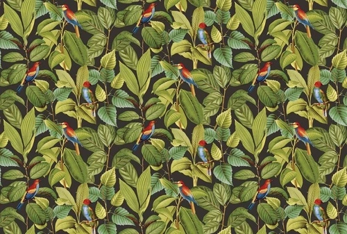 в загородный дом, листья, птицы, на черном фоне